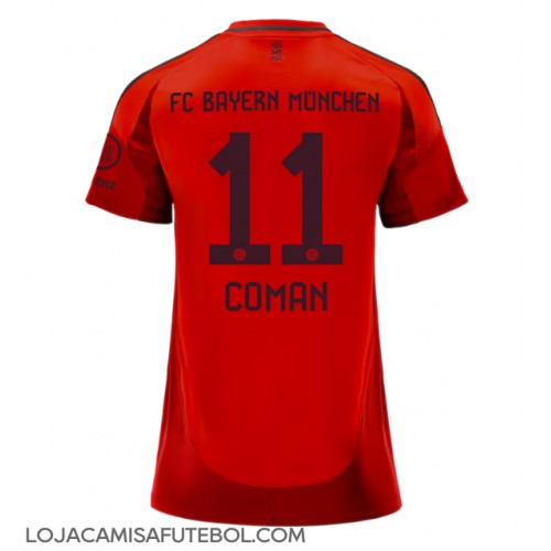 Camisa de Futebol Bayern Munich Kingsley Coman #11 Equipamento Principal Mulheres 2024-25 Manga Curta